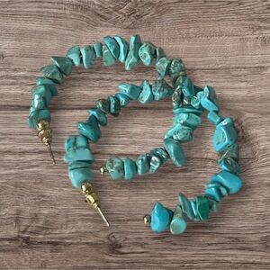 Turquoise Stone Hoop Earrings